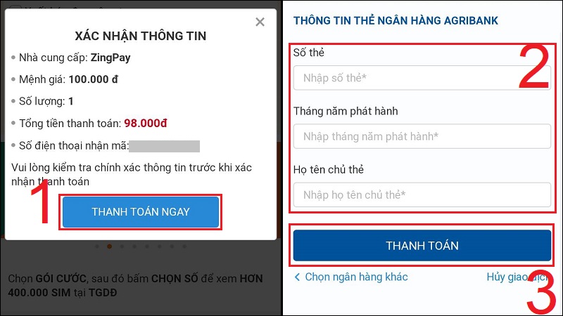 Hoàn tất thanh toán mua thẻ Game