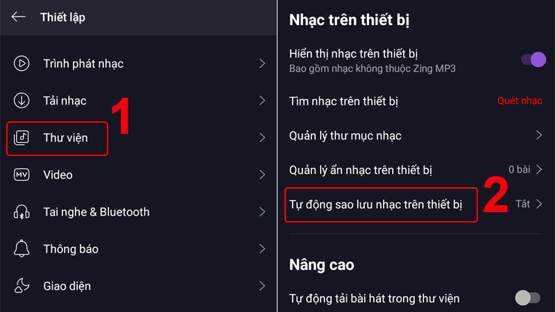 Kích hoạt tự động sao lưu nhạc trên thiết bị