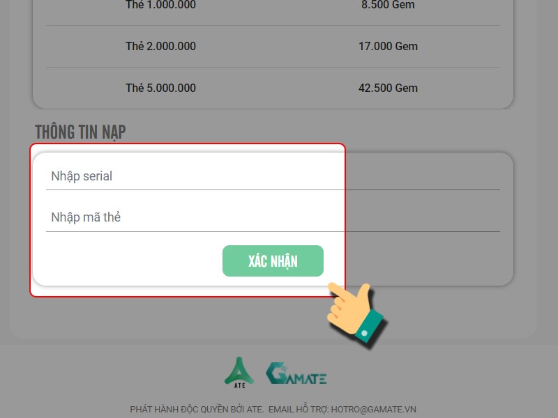 Nhập thông tin thẻ game để thanh toán Nhập thông tin thẻ game để thanh toán