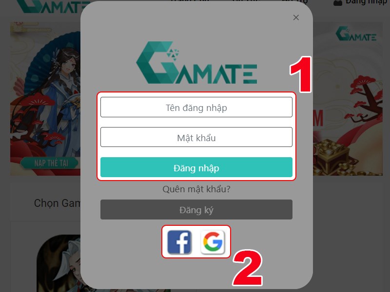 Đăng nhập tài khoản game của bạn Đăng nhập tài khoản game của bạn