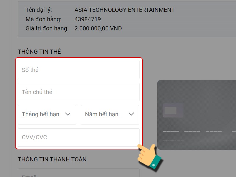 Nhập thông tin thẻ Nhập thông tin thẻ