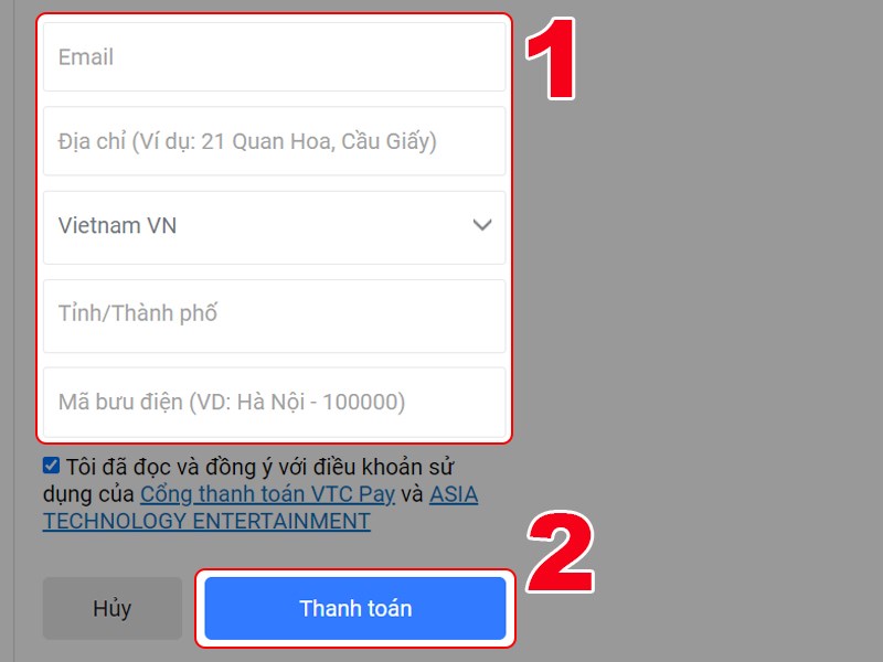 Nhập thông tin thanh toán Nhập thông tin thanh toán