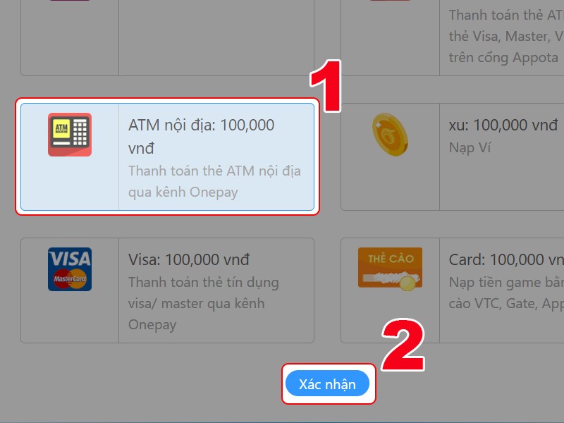 Thanh toán bằng thẻ ATM nội địa Thanh toán bằng thẻ ATM nội địa