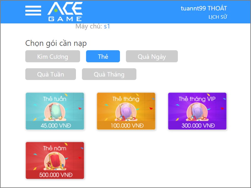 Tỷ lệ nạp gói thẻ Tỷ lệ nạp gói thẻ