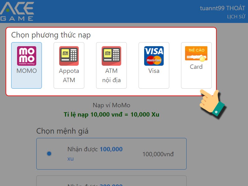 Chon cách thanh toán Chọn cách thanh toán