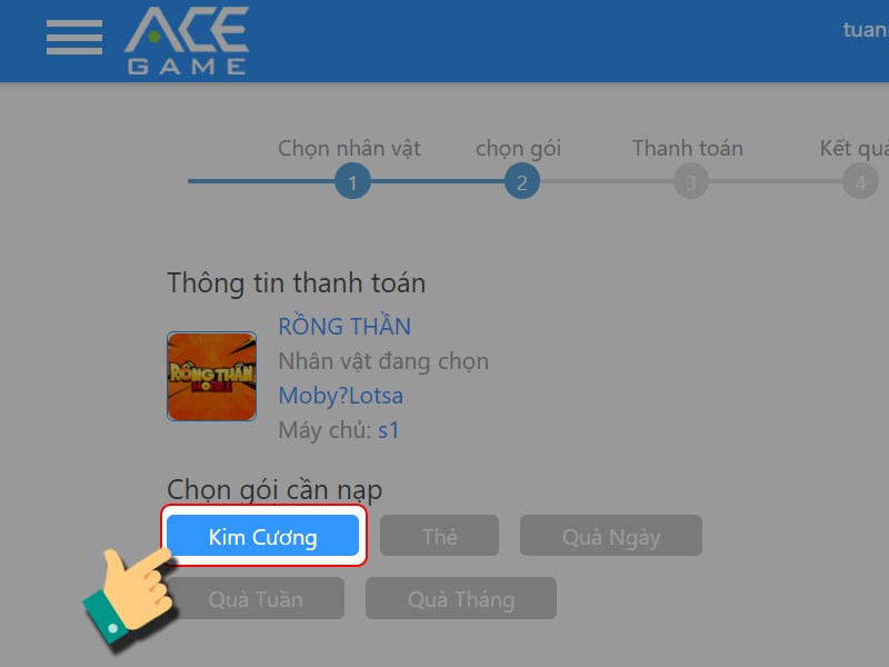 Chọn gói nạp Chọn gói nạp