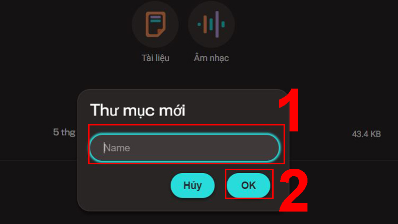 Đặt tên thư mục > Nhấn OK.