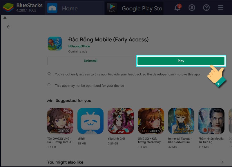 Chọn Play để vào game Chọn Play để vào game