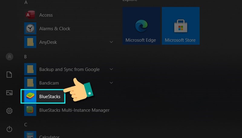 Vào phần mềm BlueStacks Vào phần mềm BlueStacks