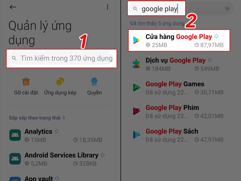 Chọn quản lý ứng dụng Chọn quản lý ứng dụng