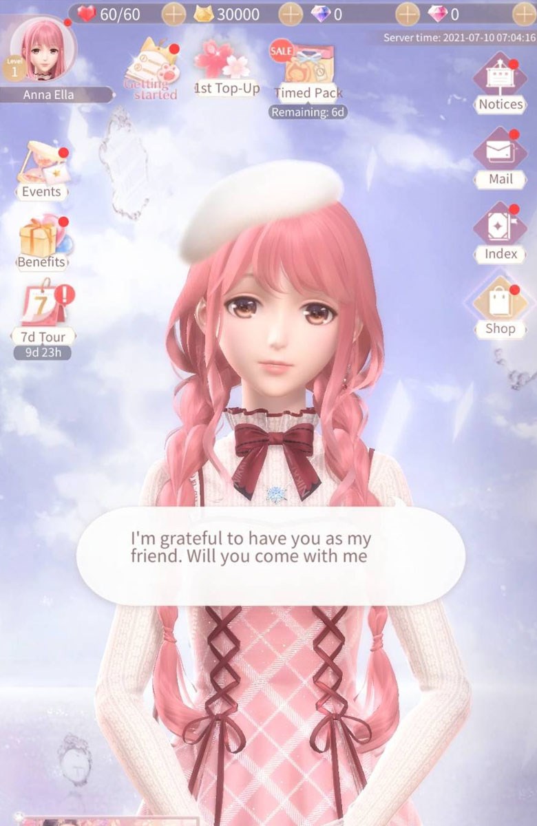 Sau khi tải game về, bạn mở game lên và bắt đầu trải nghiệm nhé Giao diện game Shining Nikki trên Android