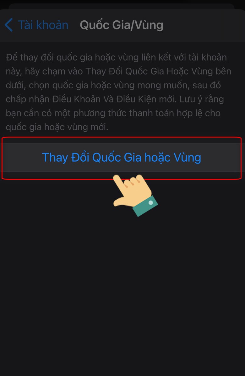 Chọn mục Thay Đổi Quốc Gia hoặc Vùng Chọn mục Thay Đổi Quốc Gia hoặc Vùng