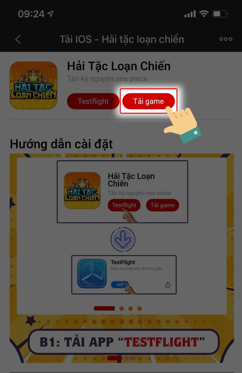 Chọn vào mục Tải game Chọn vào mục Tải game