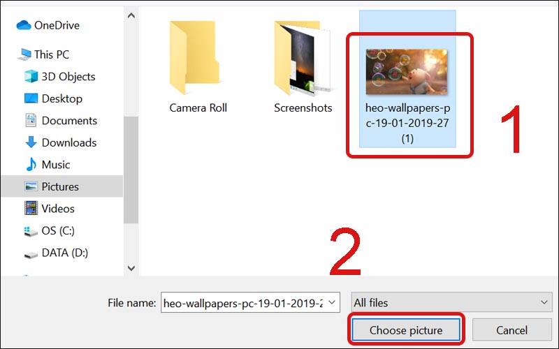 Chọn Choose picture để hoàn tất