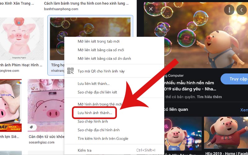 Nhấn chuột phải vào ảnh chọn lưu hình ảnh thành
