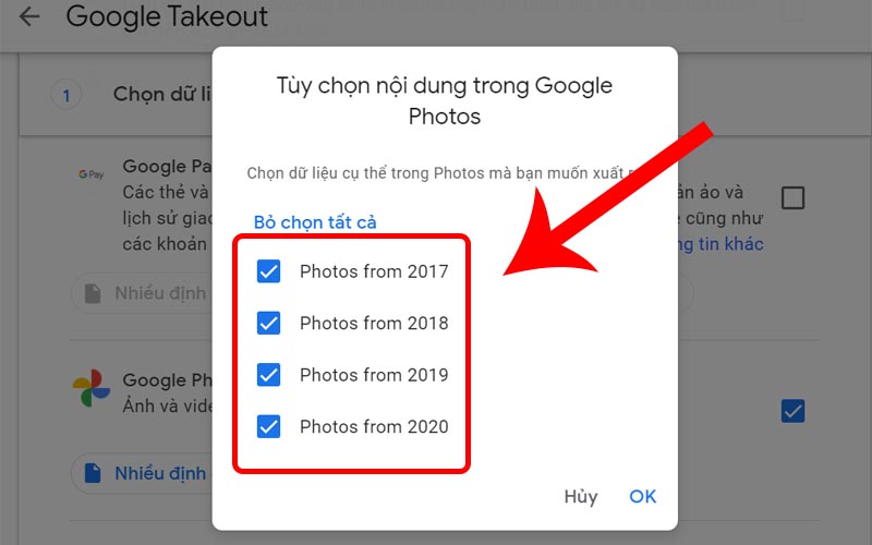 Lựa chọn album muốn tải về được lưu trong Google Photos