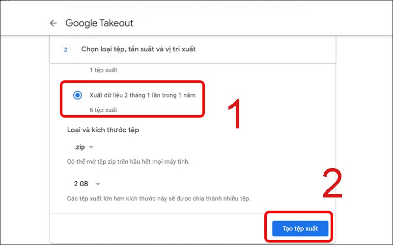 Nhấn Tạo tệp xuất để hoàn tất