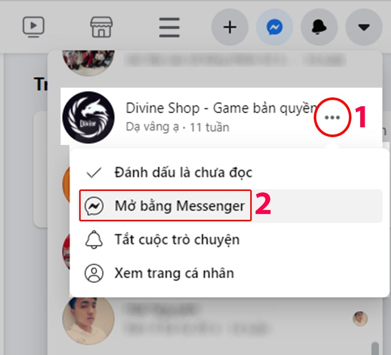 Chọn Mở bằng Messenger Chọn Mở bằng Messenger