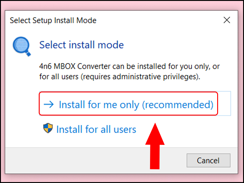 Chọn tùy chọn install phù hợp