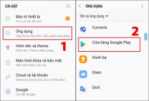 Vào Cửa hàng Google Play trong cài đặt