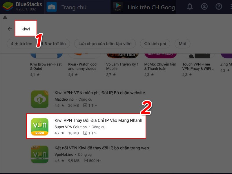 Tìm ứng dụng Kiwi Tìm ứng dụng Kiwi