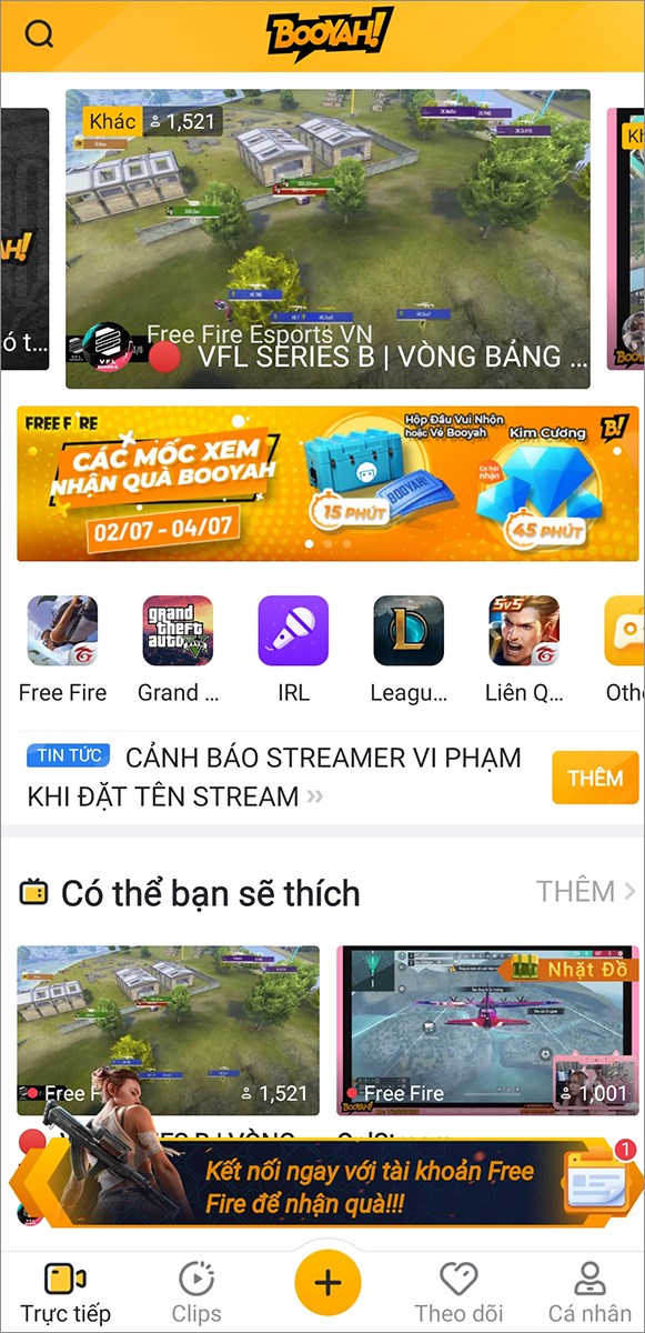 Trải nghiệm ứng dụng BOOYAH! Live Trải nghiệm ứng dụng BOOYAH! Live