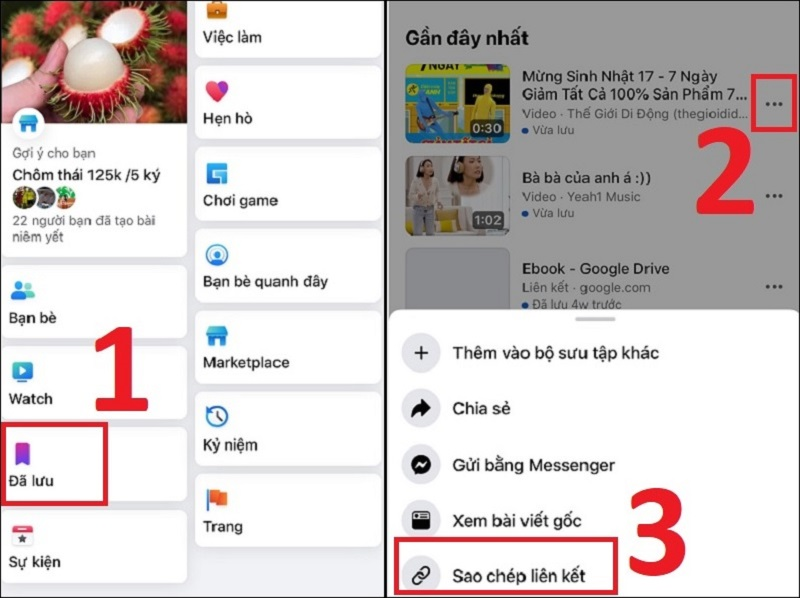 Sao chép liên kết video Facebook