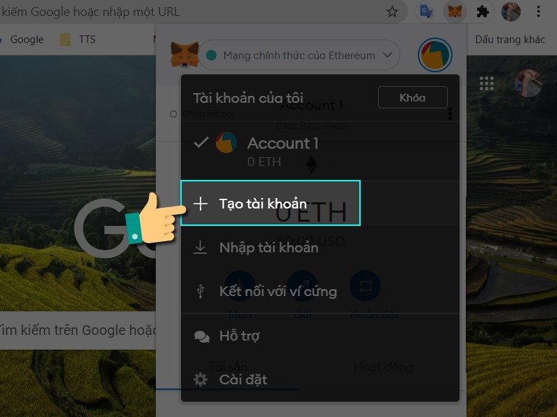 Chọn tạo tài khoản Chọn tạo tài khoản