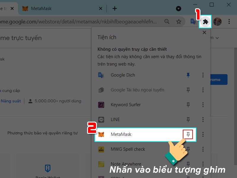 Ghim tiện ích lên thanh công cụ Ghim tiện ích lên thanh công cụ