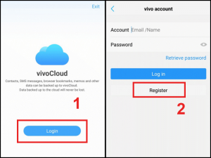 Mở ứng dụng vivoCloud để đăng kí