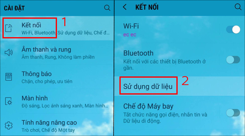 Truy cập vào Cài đặt thực hiện các thao tác