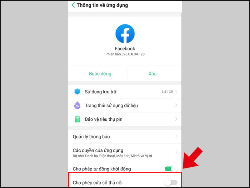 Tắt Cho phép cửa sổ thả nổi