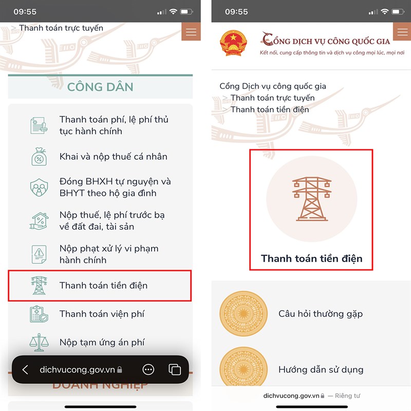 Cách thanh toán tiền điện trên Cổng Dịch Vụ Công Quốc Gia-2 Cách thanh toán tiền điện trên Cổng Dịch Vụ Công Quốc Gia-2