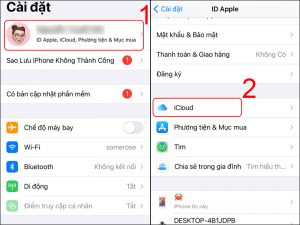 Vào Cài đặt, chọn tên tài khoản của bạn và nhấn vào iCloud