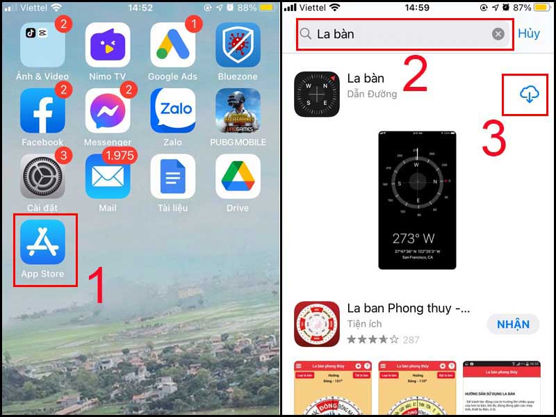 Cài đặt ứng dụng La bàn trên điện thoại