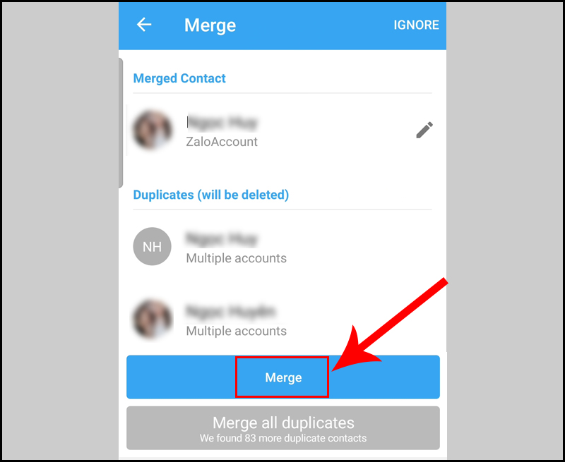 Hợp nhất những liên hệ bị trùng