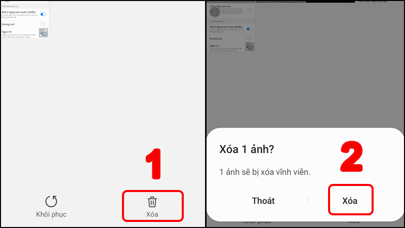 Nhấn Xóa