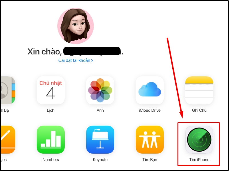 Chọn Tìm iPhone để tìm thiết bị của bạn