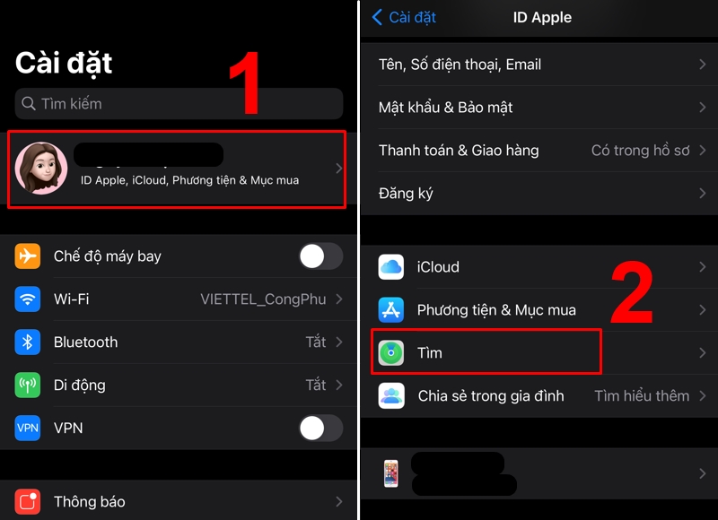 Chọn Tìm trong mục iCloud