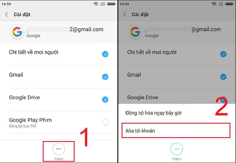 Chọn Xóa tài khoản hiện tại