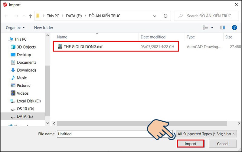 Chọn vào file mà bạn đã lưu trước đó và nhấn Import. Chọn vào file mà bạn đã lưu trước đó và nhấn Import.