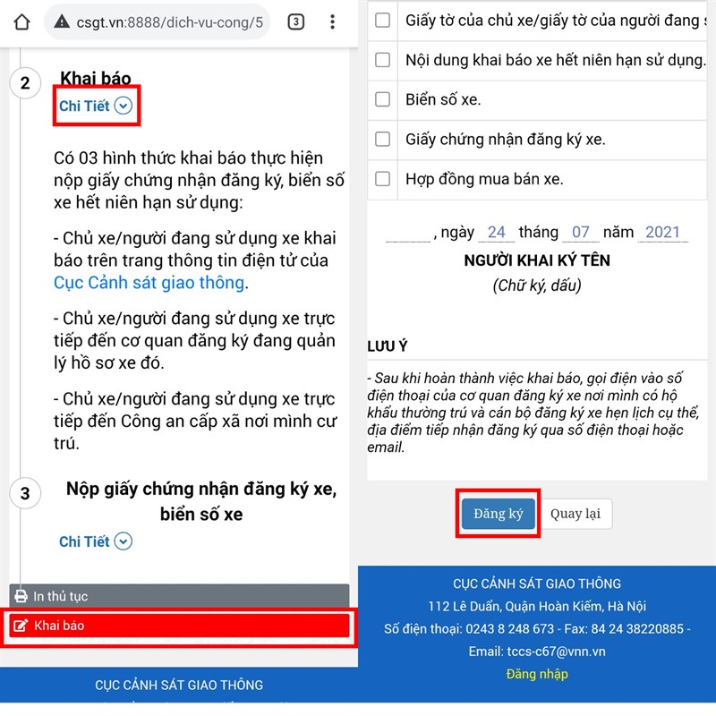 Cách khai, báo thông báo xe hết niên hạn sử dụng Cách khai, báo thông báo xe hết niên hạn sử dụng