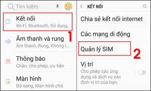 Tìm mục Quản lý SIM