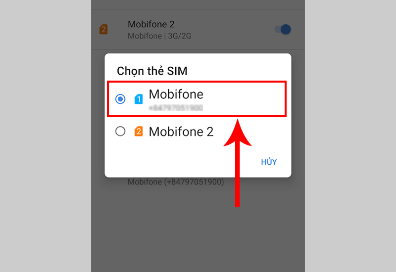 Chọn SIM muốn cài cho gửi tin nhắn