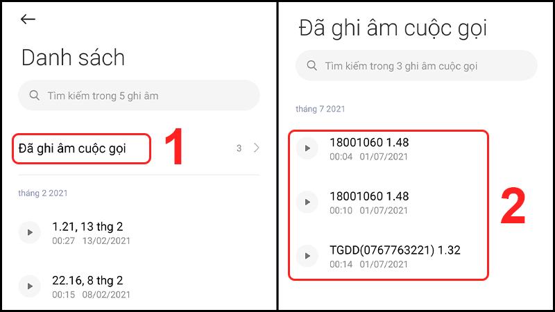 Chọn file bạn muốn nghe lại