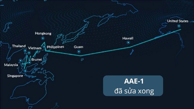 Cáp AAE-1 đã khôi phục hoàn toàn, AAG phải 5 ngày nữa mới được sửa xong Cáp AAE-1 đã khôi phục hoàn toàn, AAG phải 5 ngày nữa mới được sửa xong