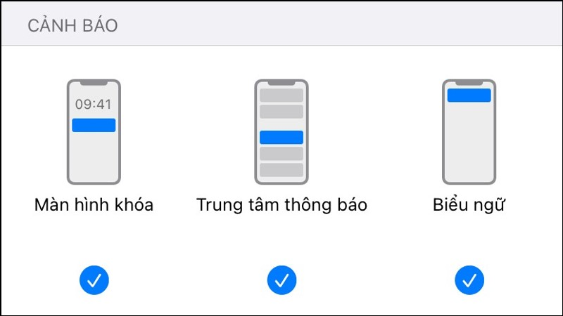 Ba tùy chọn hiển thị thông báo