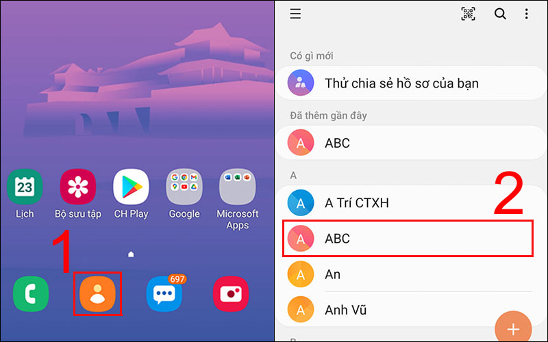 Vào Danh bạ và chọn liên hệ bạn muốn ẩn