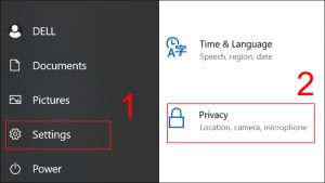 Mở tab Privacy