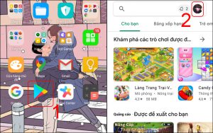 Mở ứng dụng CH Play và nhấn vào ảnh hồ sơ của bạn